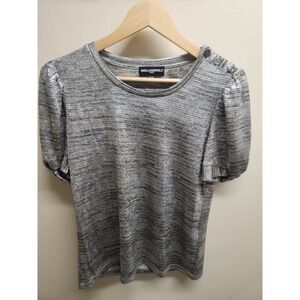 Karl Lagerfeld Paris Silver Gray Heathered Puff Sleeve Top -‎ XS